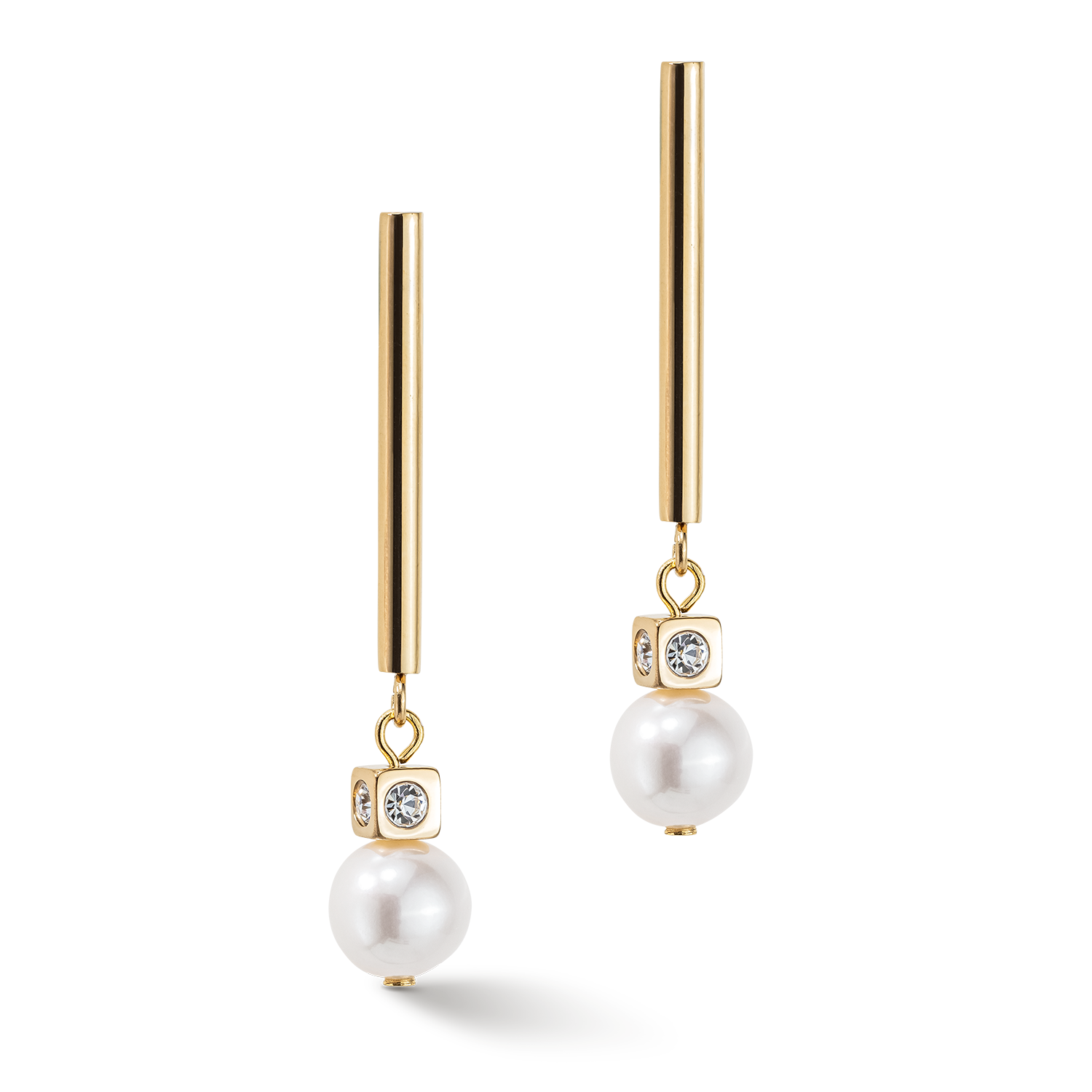 Earrings Asymmetry Freshwater Pearls & stainless steel white-gold