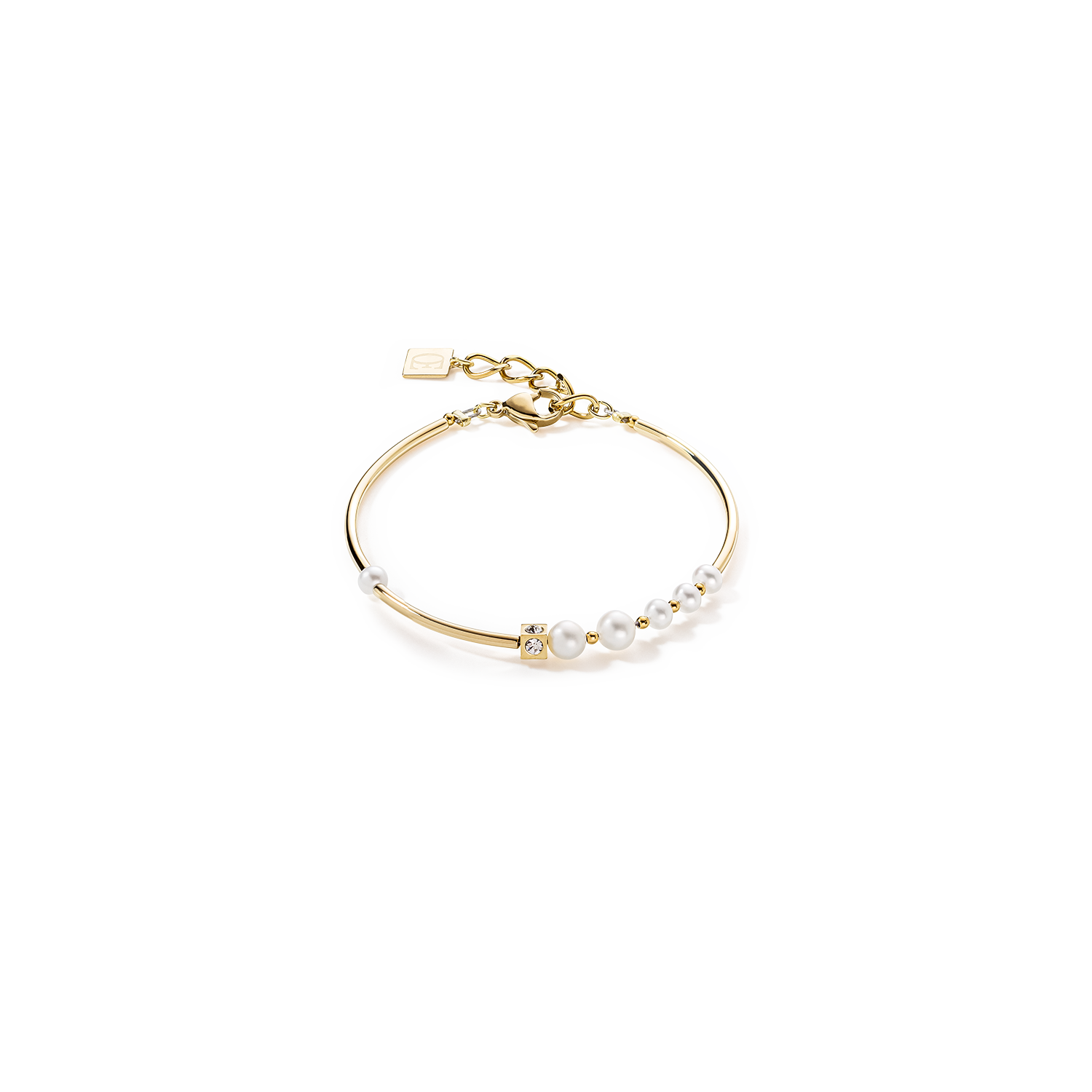 Bracelet Asymmetry Freshwater Pearls & stainless steel white-gold