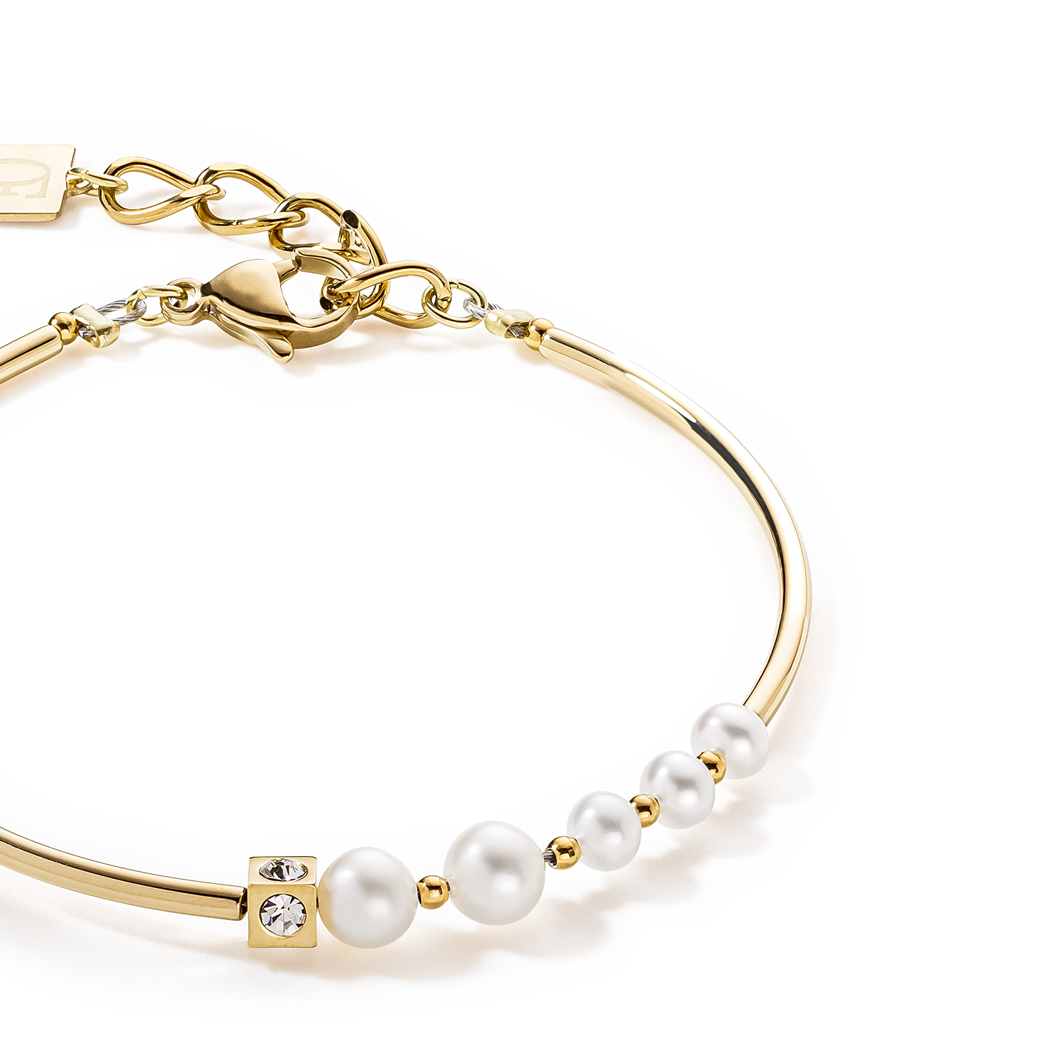 Bracelet Asymmetry Freshwater Pearls & stainless steel white-gold
