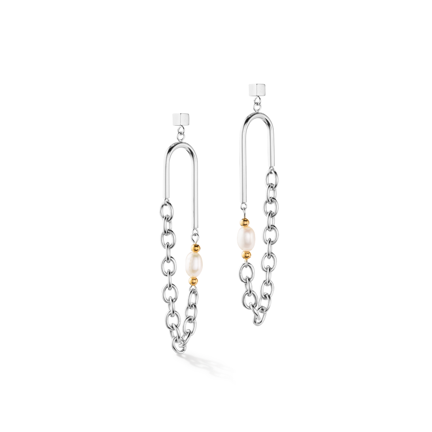 Boho earrings freshwater pearls silver & multicolour