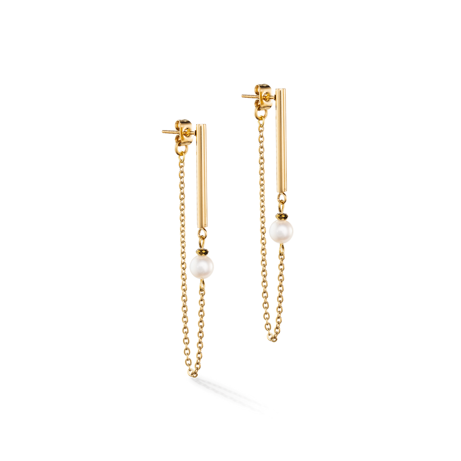 Solitaire freshwater pearl earrings gold