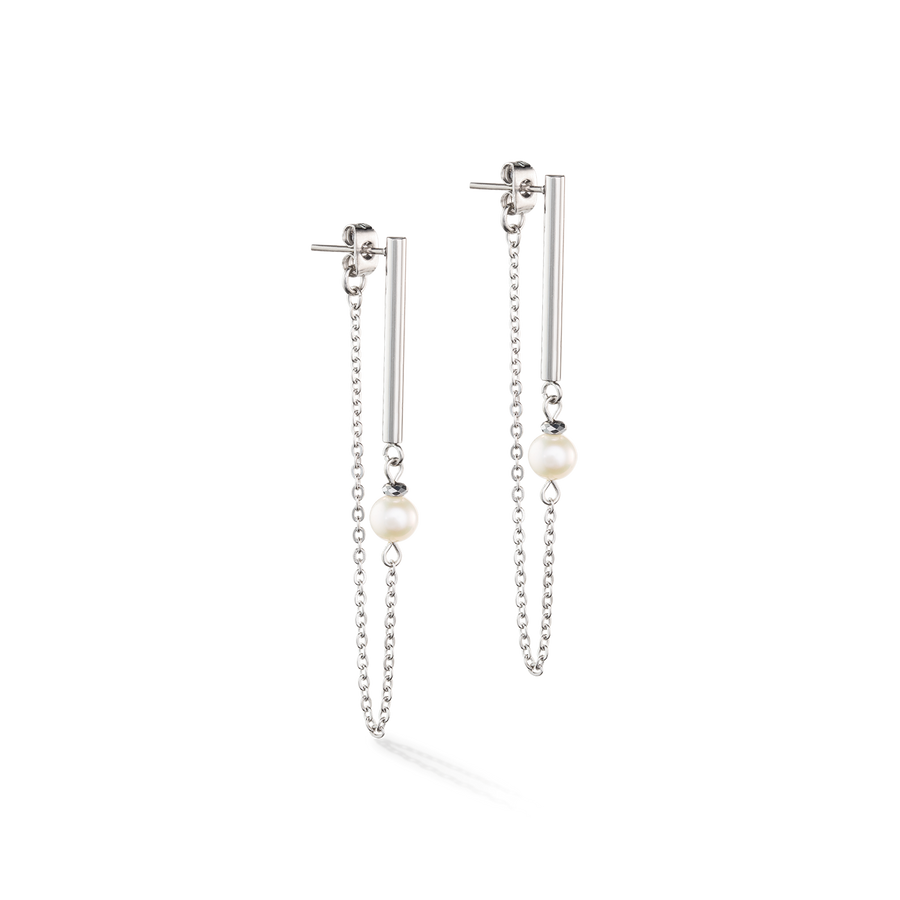 Solitaire freshwater pearl earrings silver