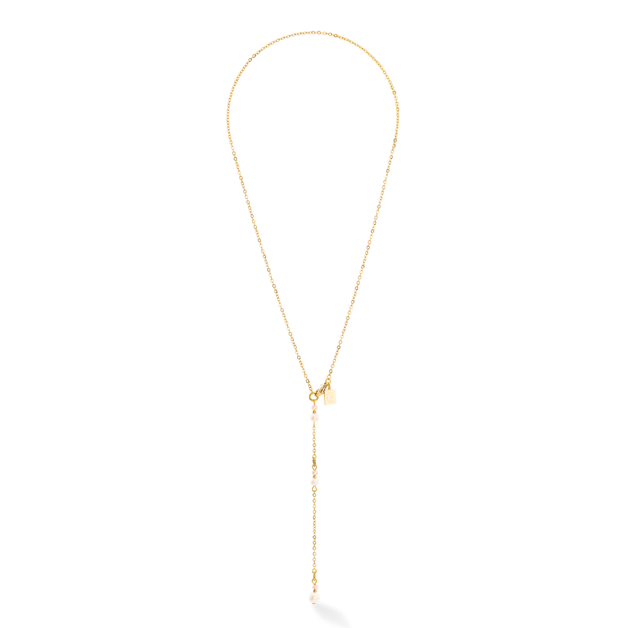 Necklace Y Fairy Freshwater Pearl  gold