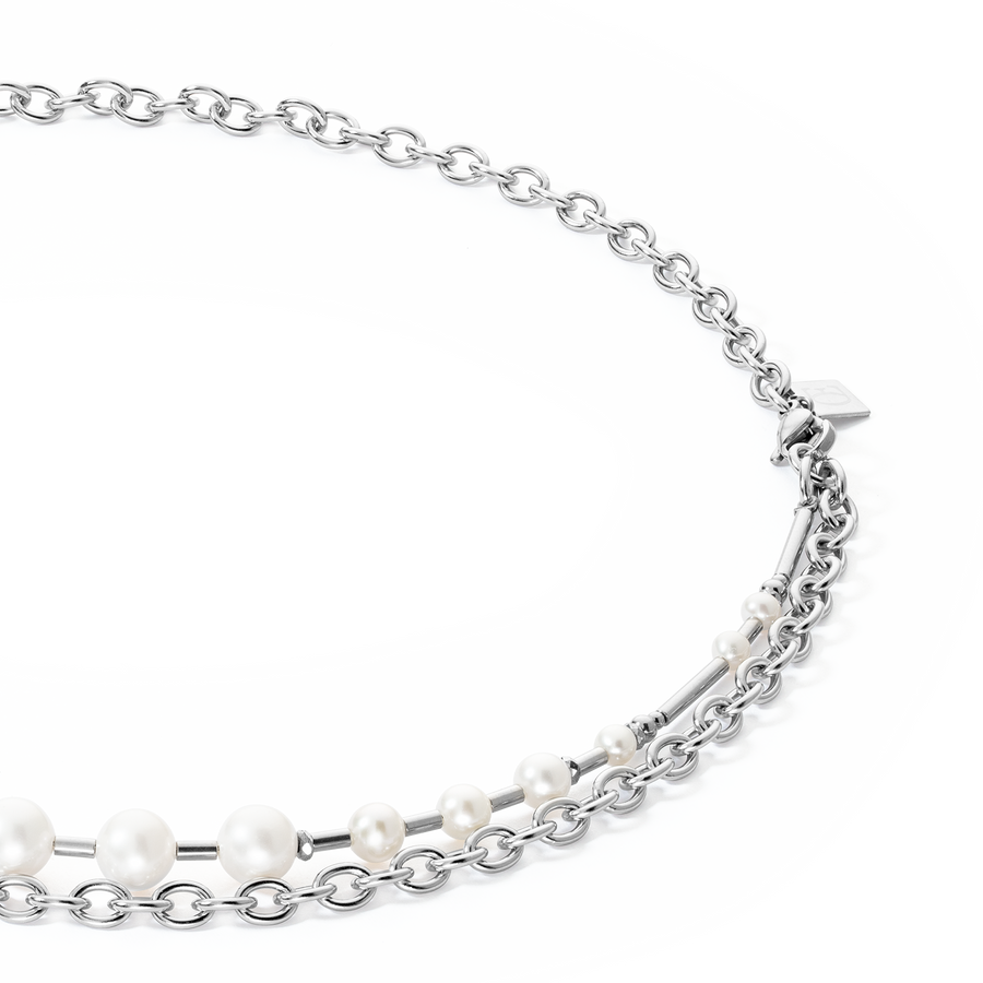 Necklace Freshwater Pearls & chain Multiwear silver