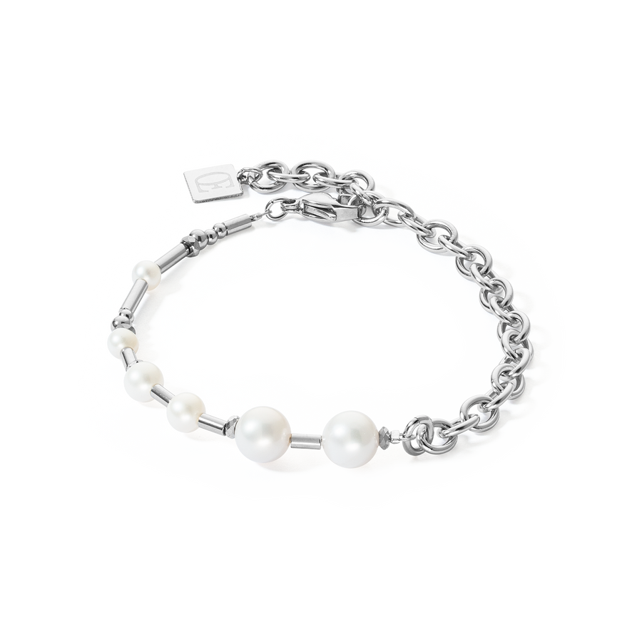 Bracelet Freshwater Pearls & chain Multiwear silver
