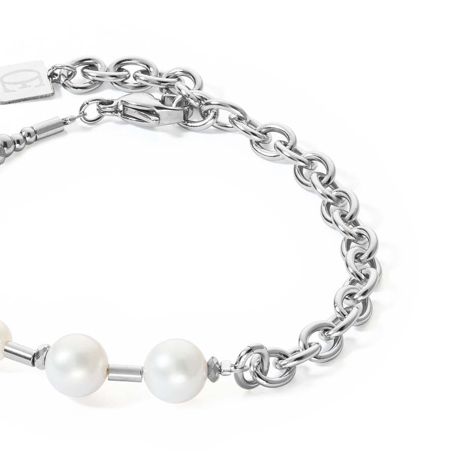 Bracelet Freshwater Pearls & chain Multiwear silver