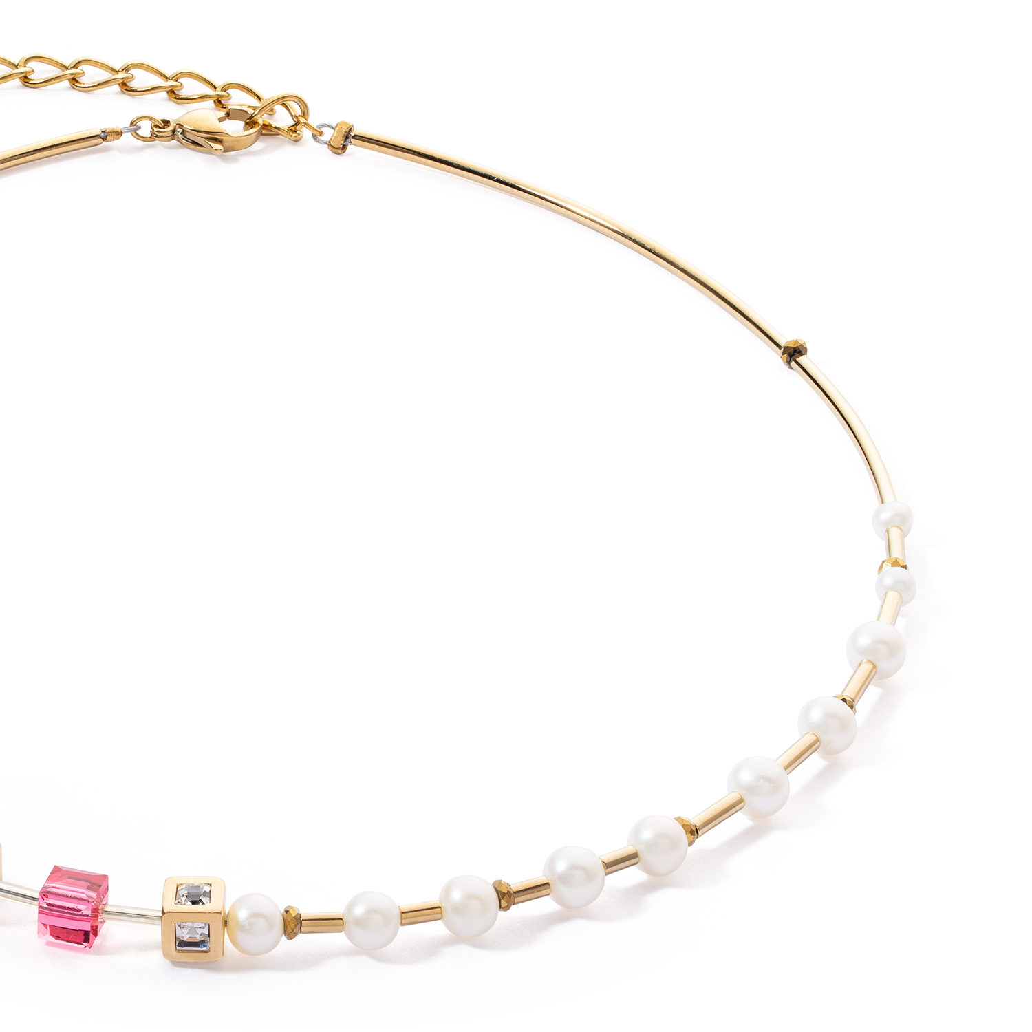 Necklace GeoCUBE® Fusion Precious Pearl Mix gold-pink