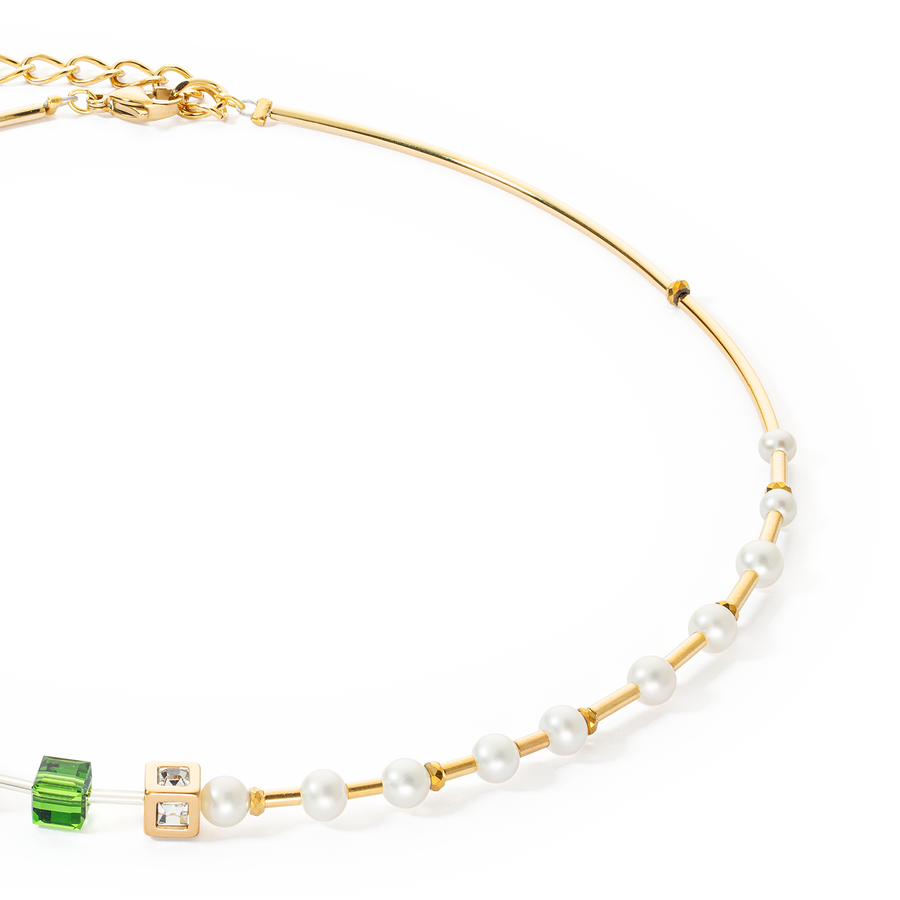 Necklace GeoCUBE® Fusion Precious Pearl Mix gold-green