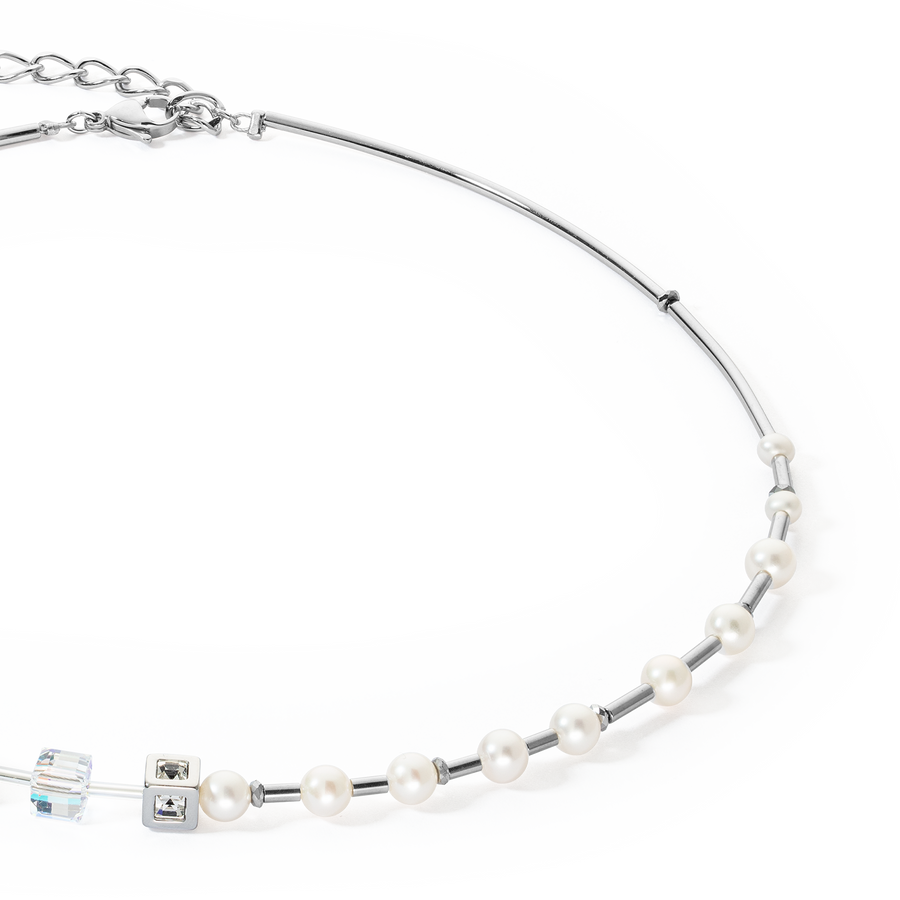 Necklace GeoCUBE® Fusion Precious Pearl Mix silver-grey