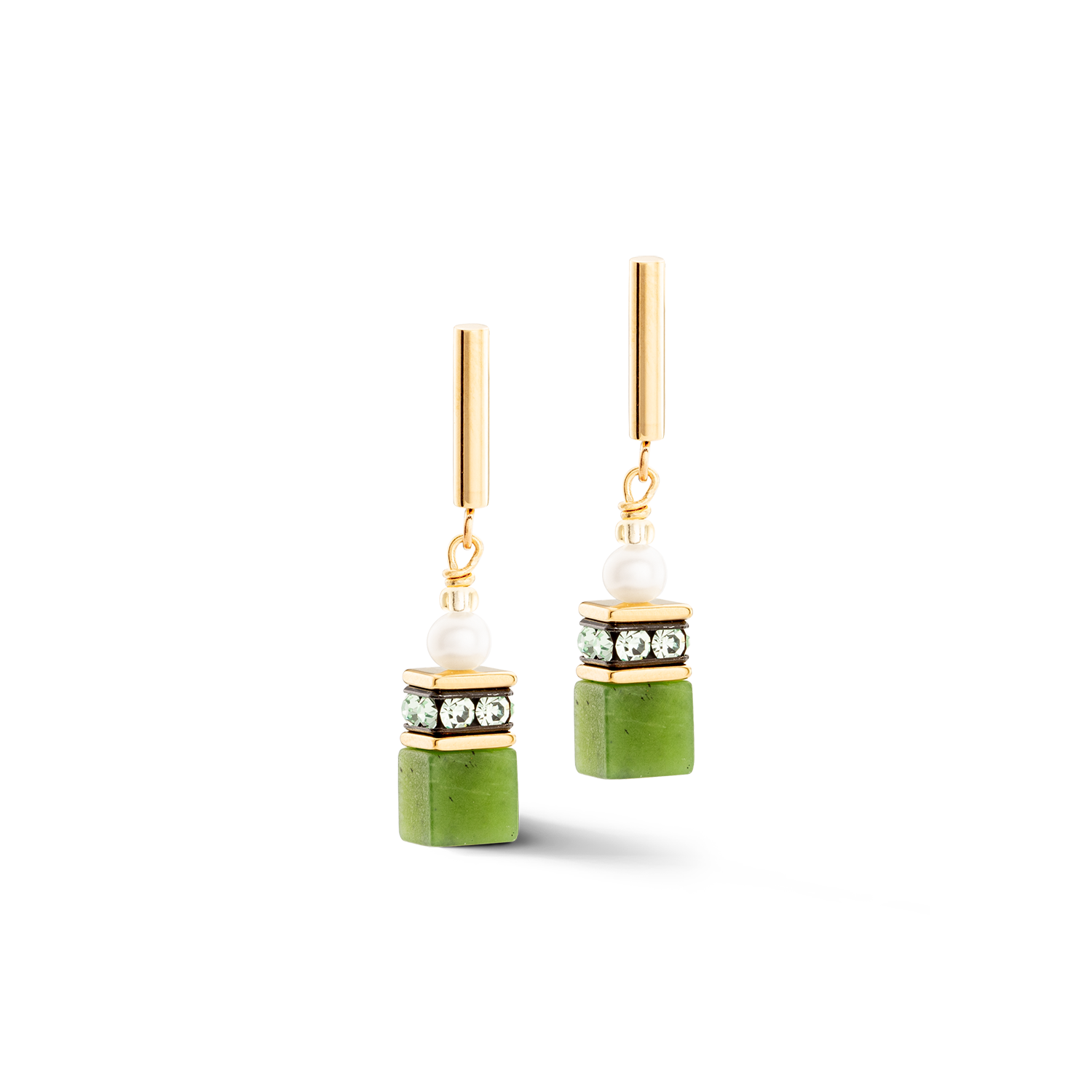 Earrings GeoCUBE® Fusion Precious Pearl Mix gold-green
