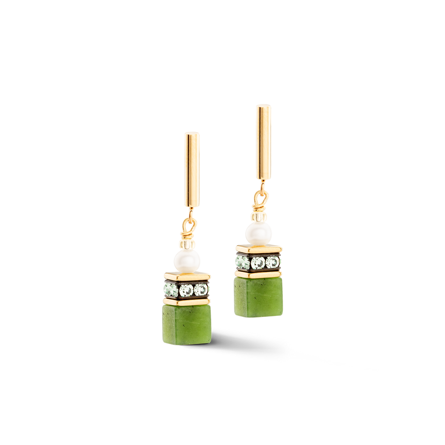Earrings GeoCUBE® Fusion Precious Pearl Mix gold-green