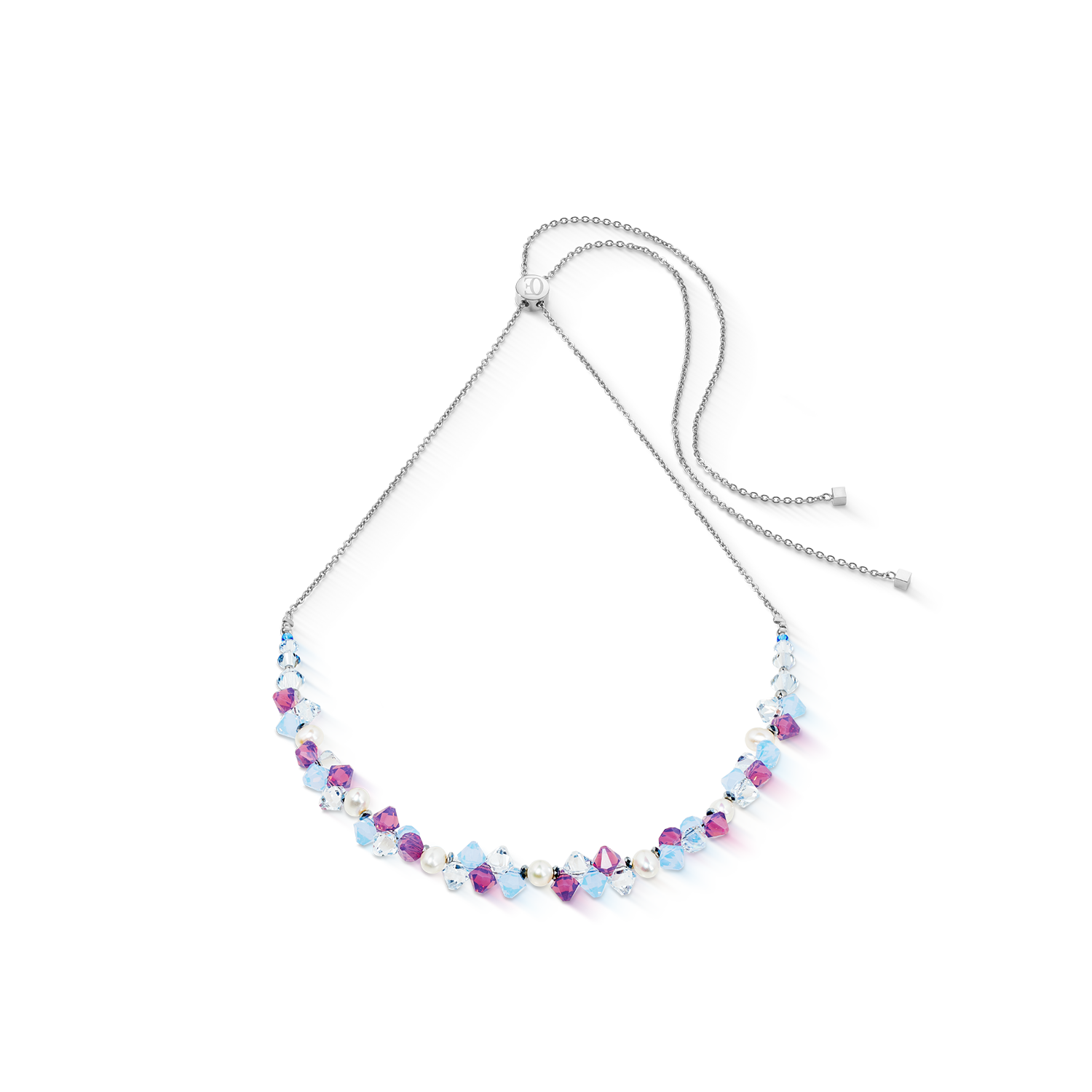Necklace Dancing Crystals & Pearls lilac-blue