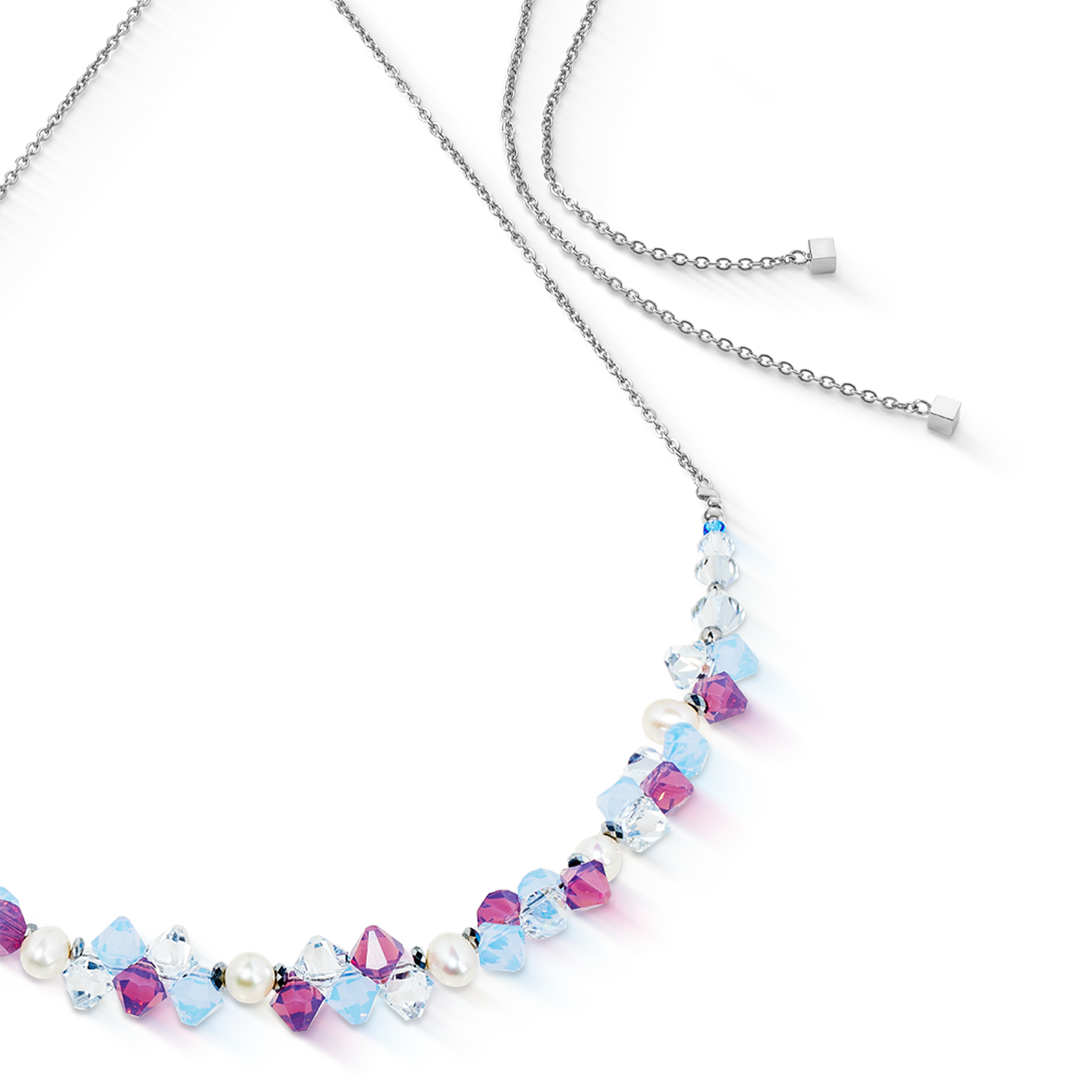 Necklace Dancing Crystals & Pearls lilac-blue