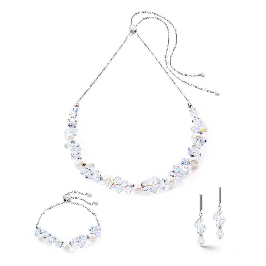 Necklace Dancing Crystals & Pearls silver