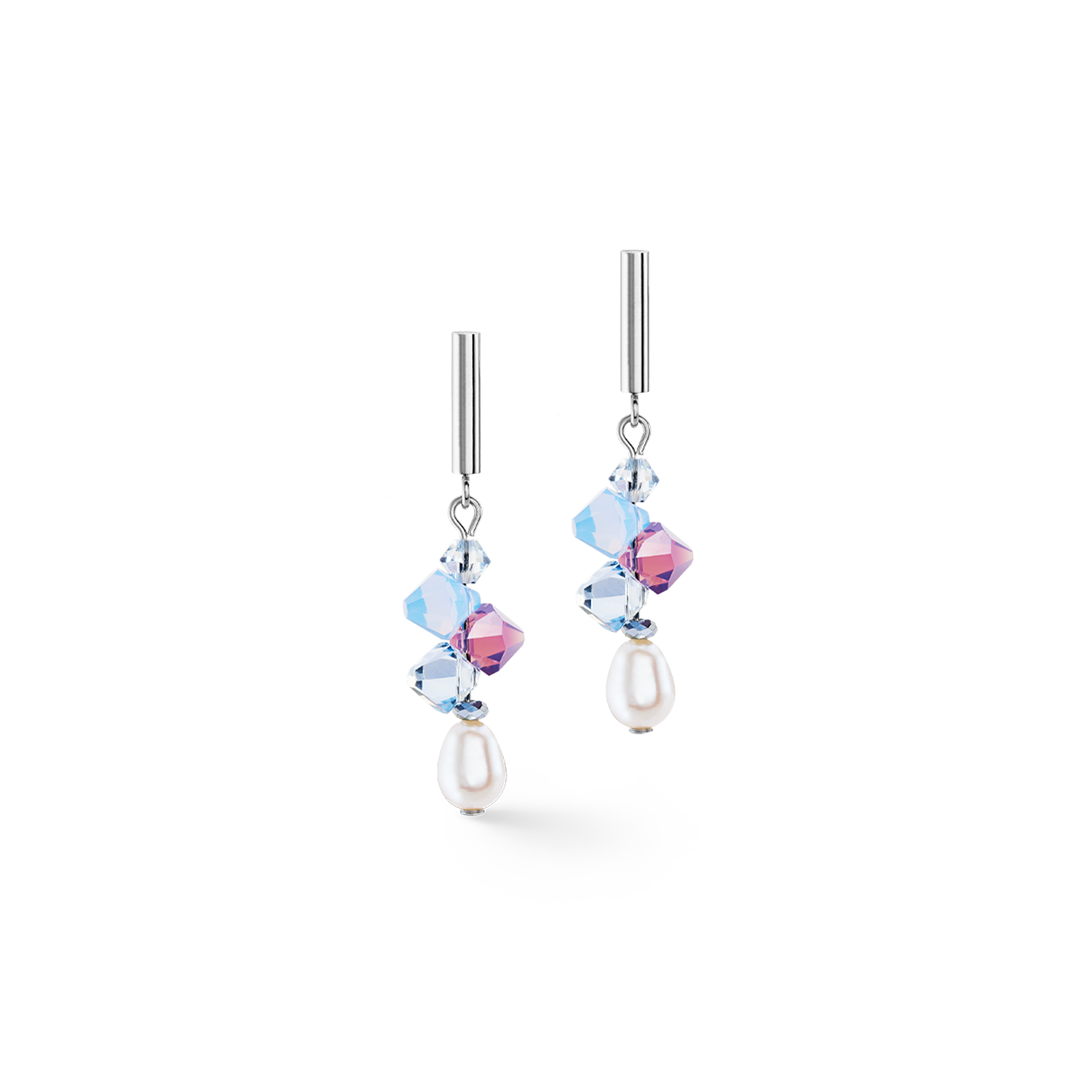 Earrings Dancing Crystals & Pearls lilac-blue