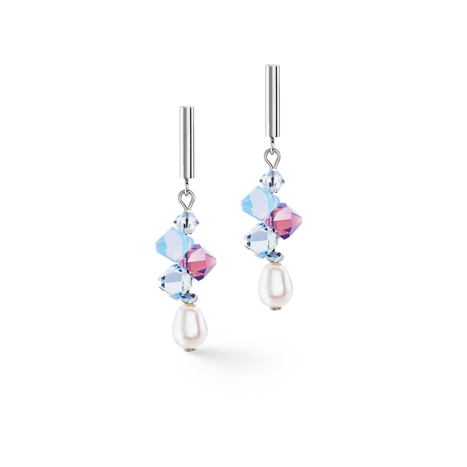 Earrings Dancing Crystals & Pearls lilac-blue