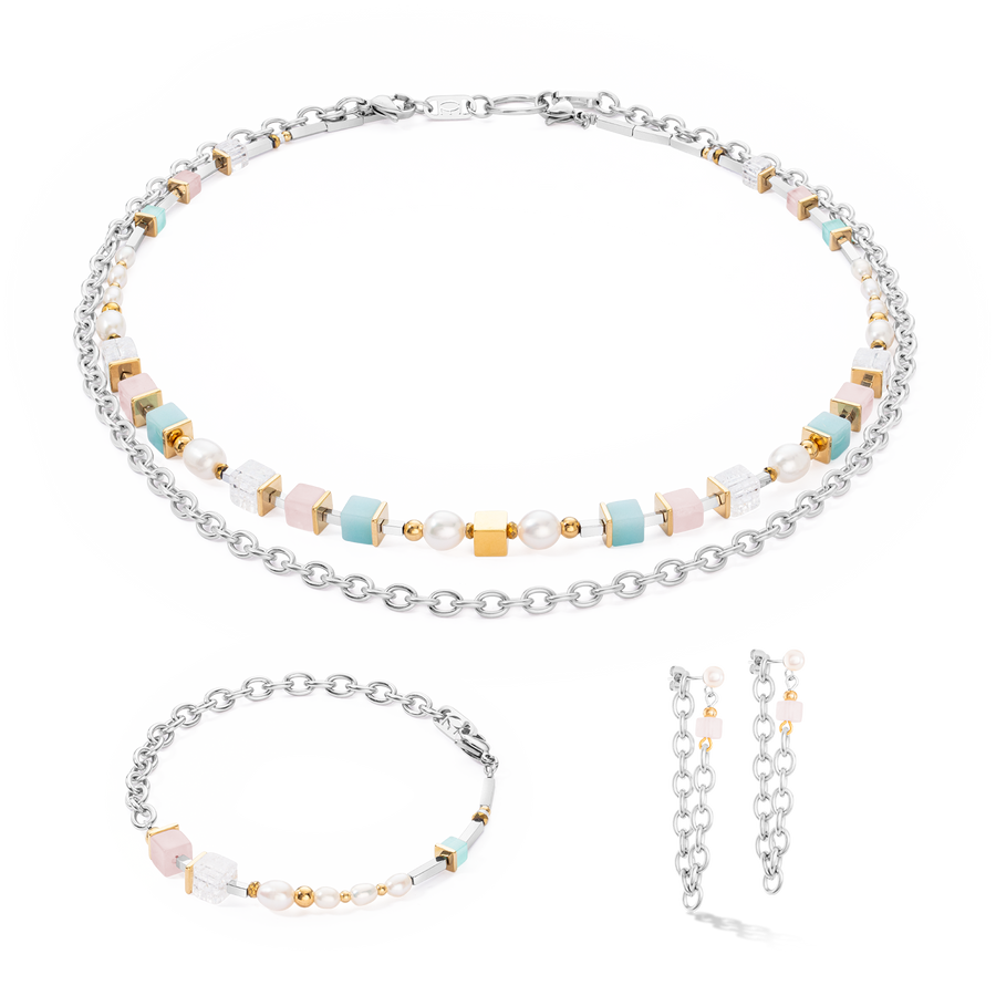 Bracelet Cool Romantic Cubes & Pearls bicolour