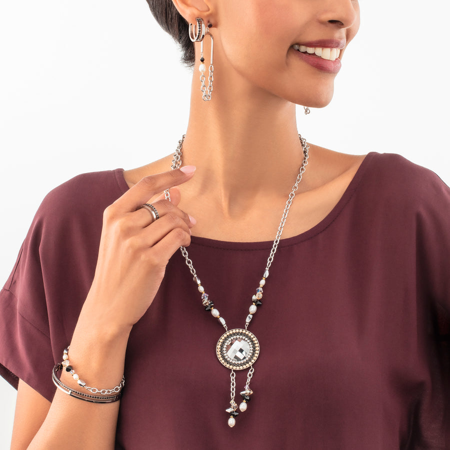 Amulet Boho Pearls necklace black and white