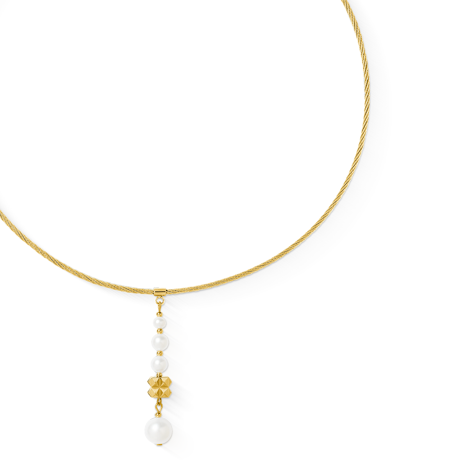 Necklace Pearl & Spikes Drop gold