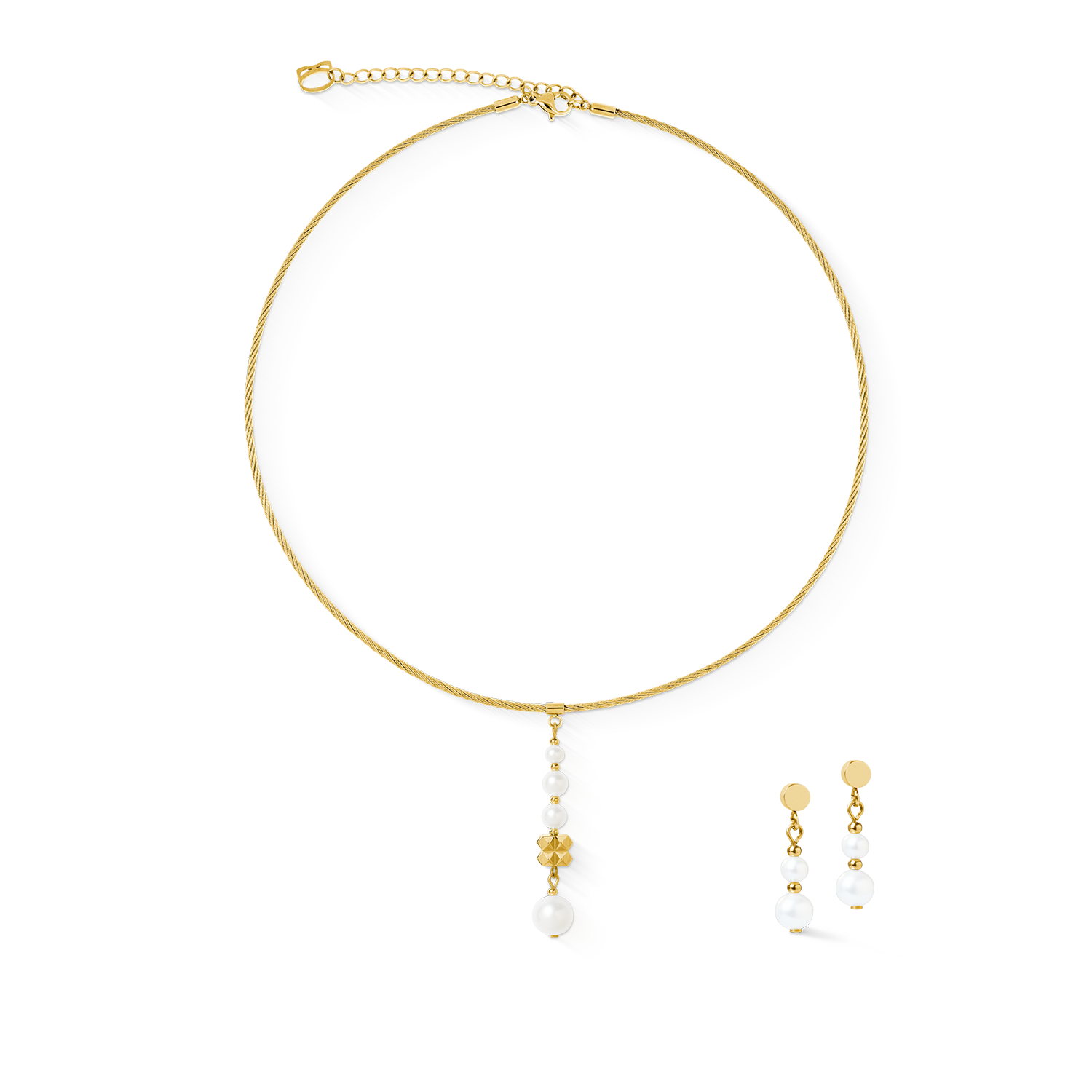 Necklace Pearl & Spikes Drop gold