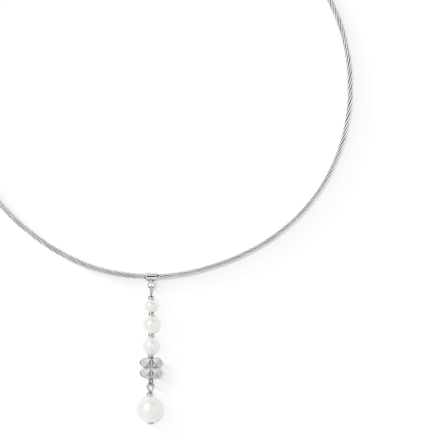 Necklace Pearl & Spikes Drop silver