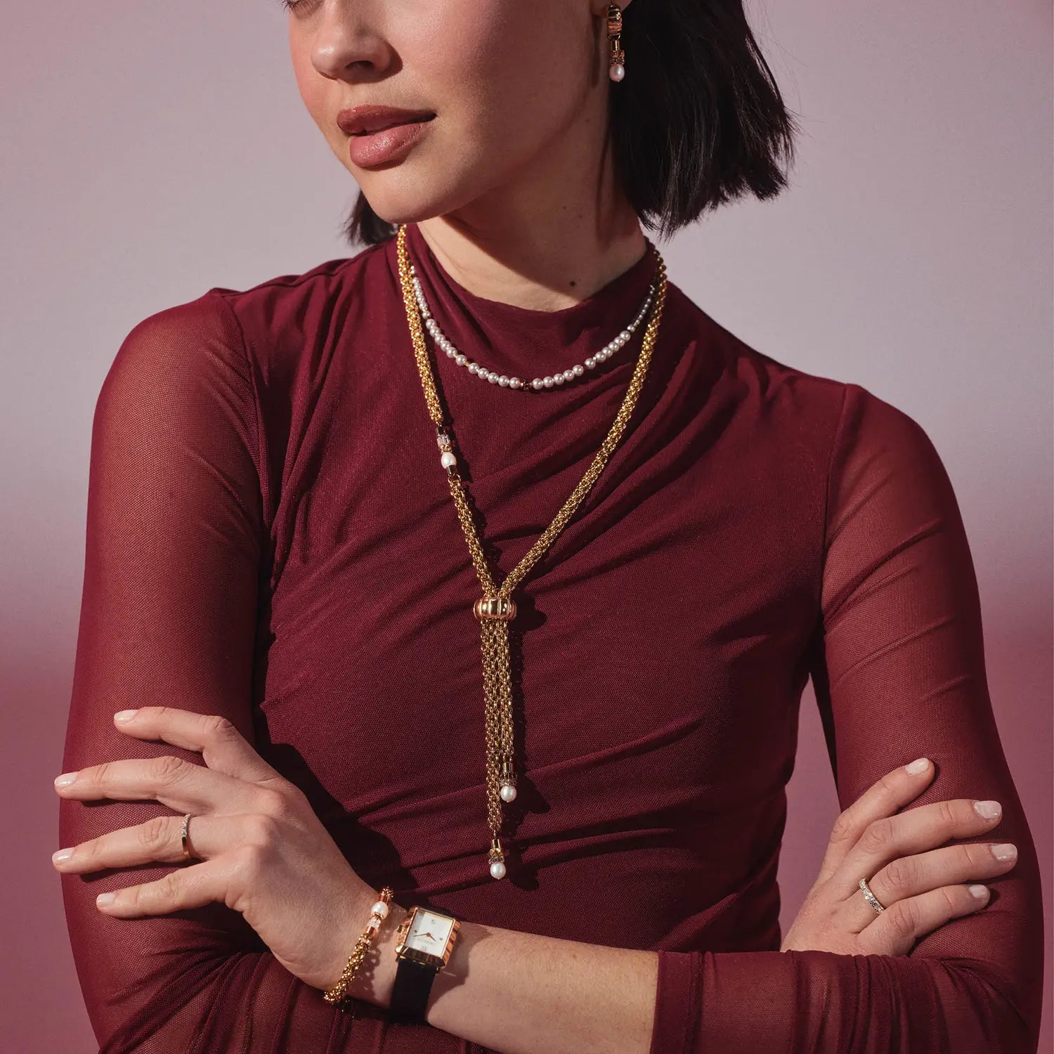 COEUR DE LION Structure Bracelet Gold – on model