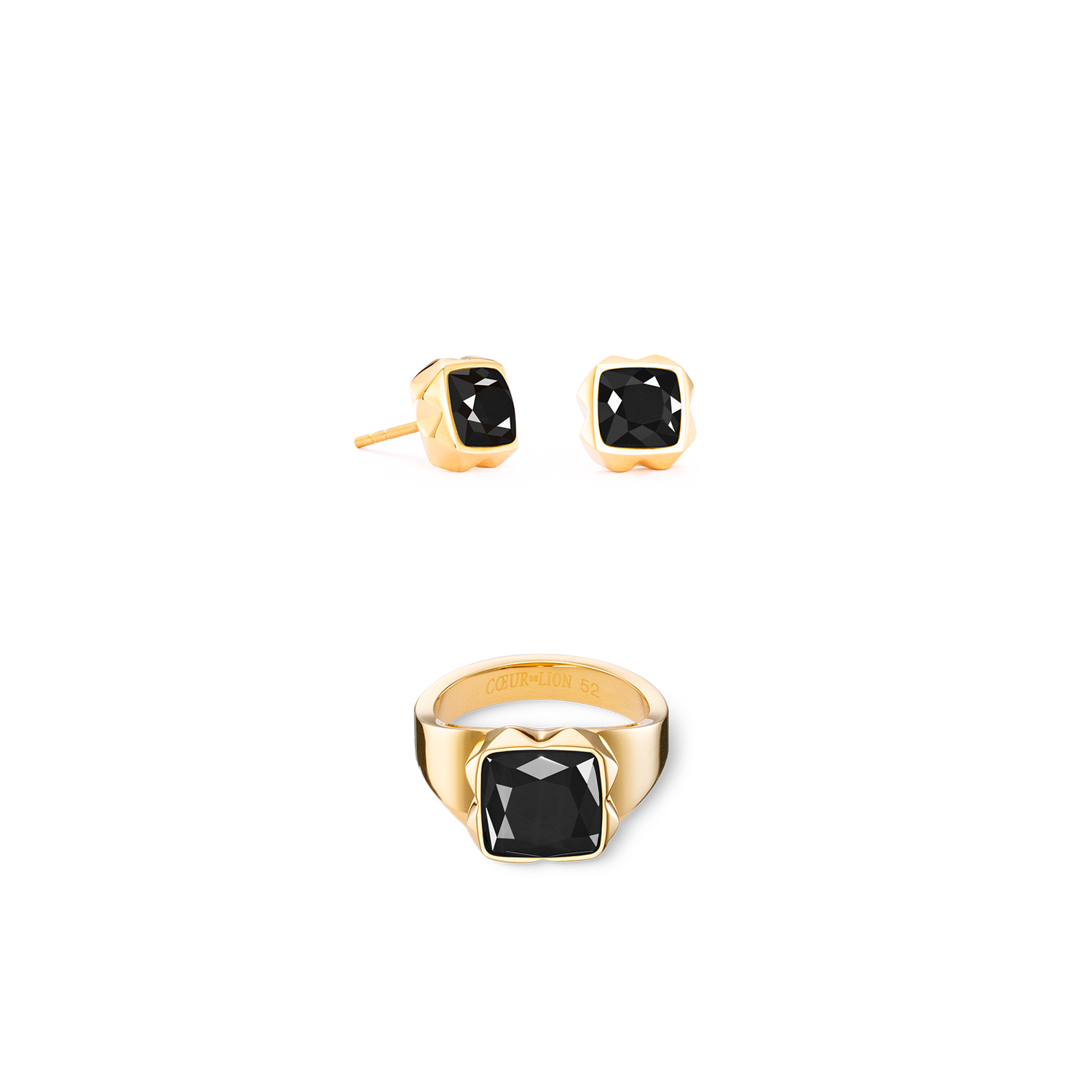 Earrings Spikes Square Onyx gold-black