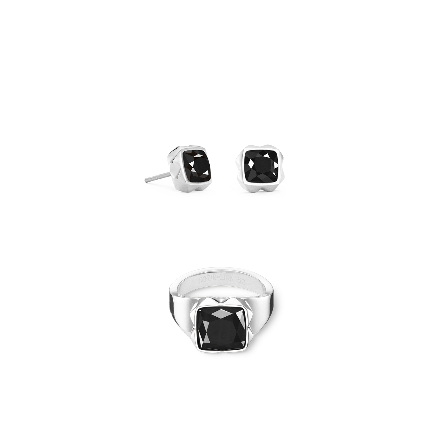 Earrings Spikes Square Onyx silver-black