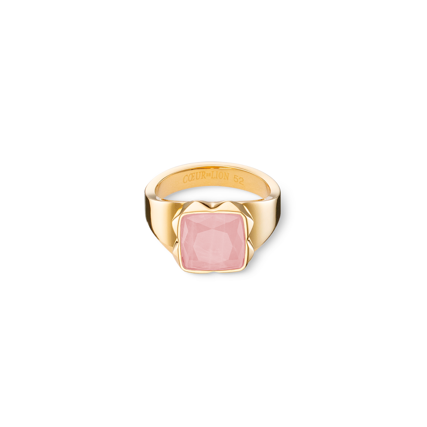 Ring Spikes Square Rose Quartz gold-pink