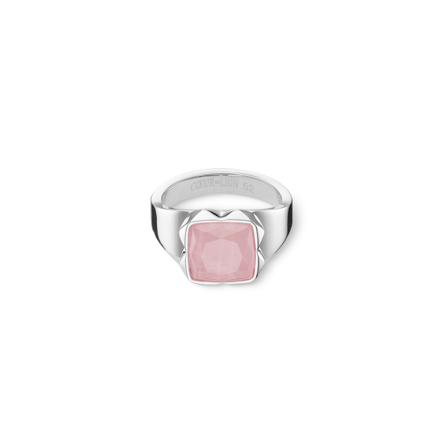 Ring Spikes Square Rose Quartz silver-pink