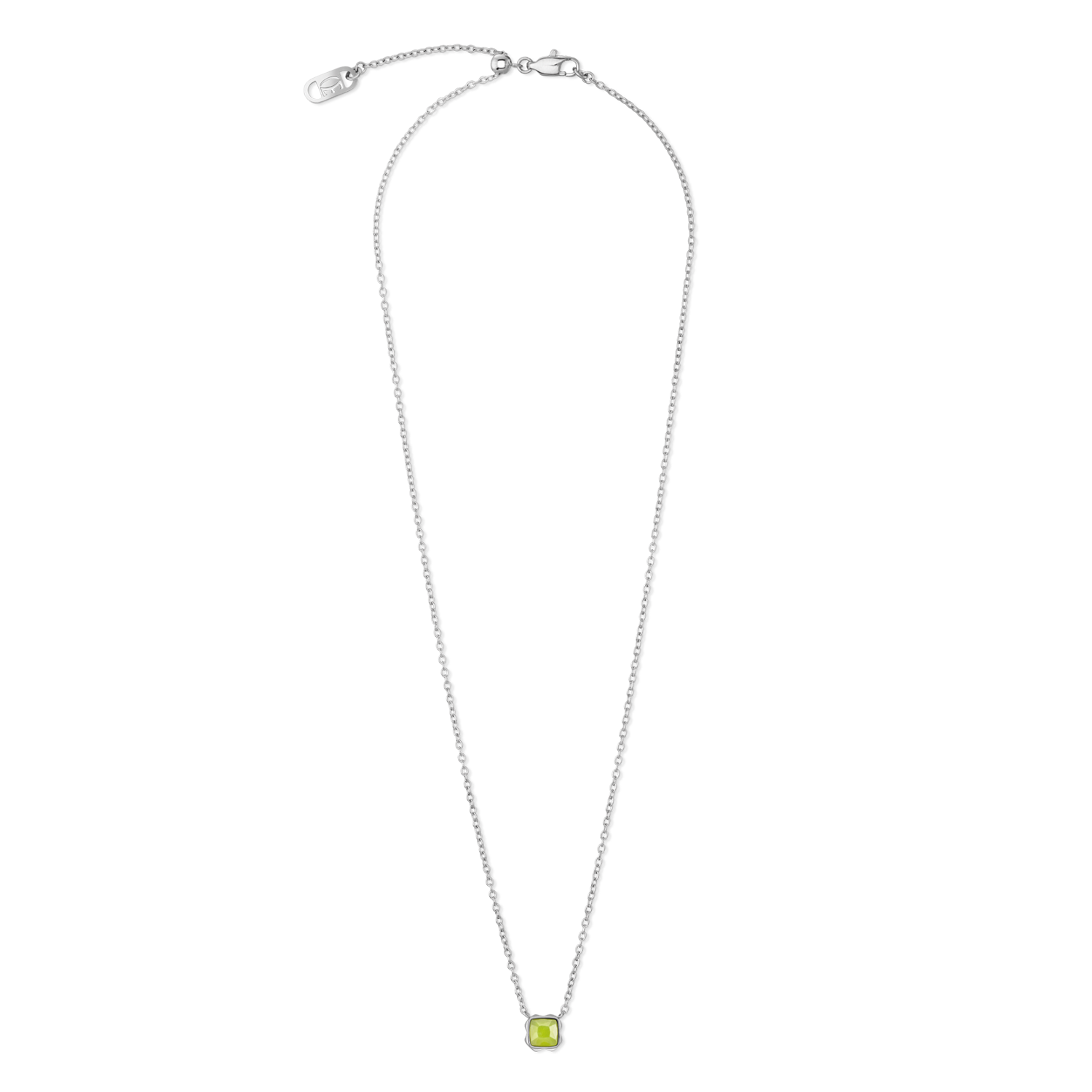 Birthstone August Necklace Green Jade Silver