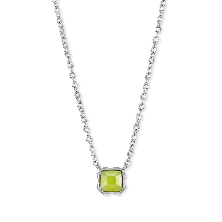 Birthstone August Necklace Green Jade Silver