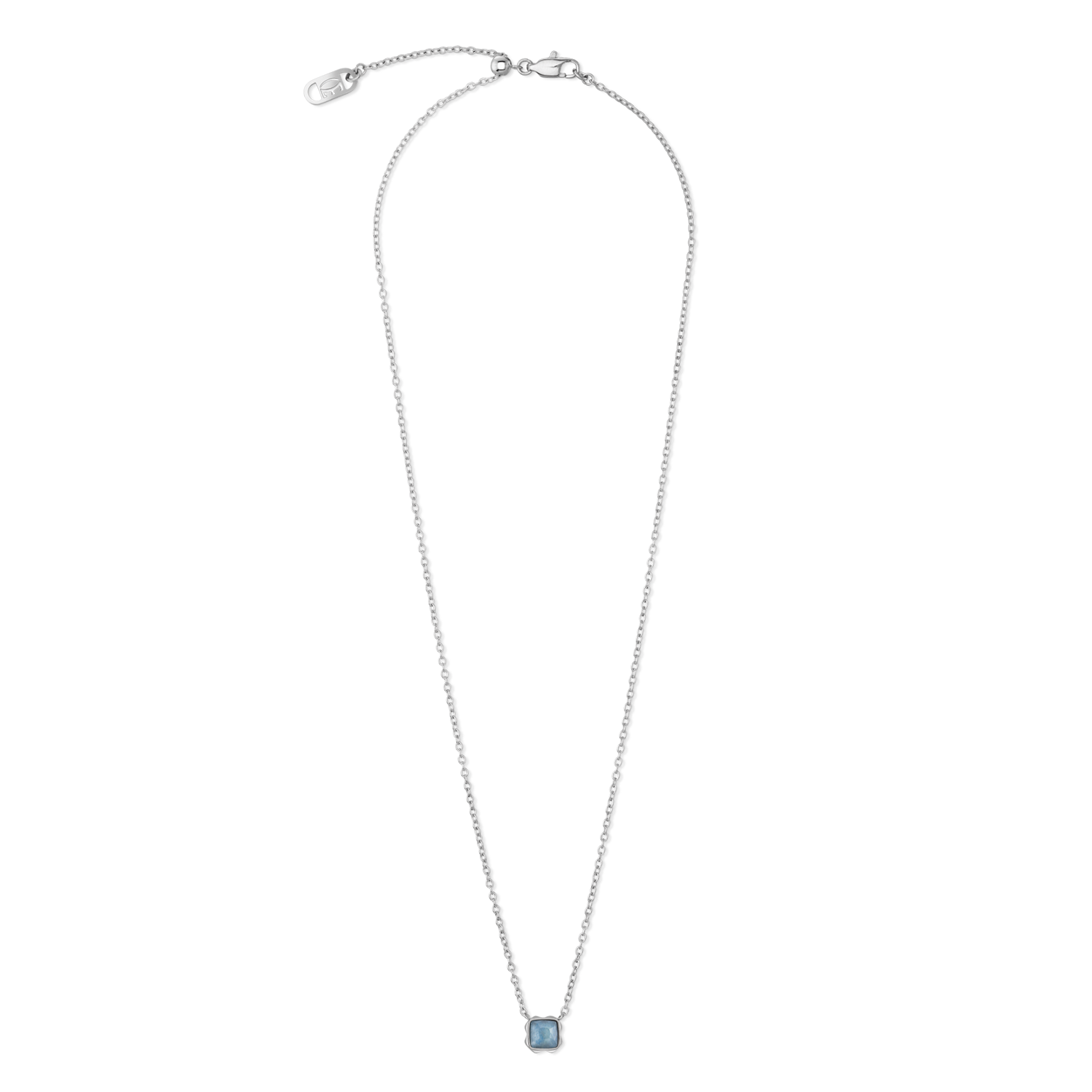 Birthstone March Necklace Blue Aventurine Silver