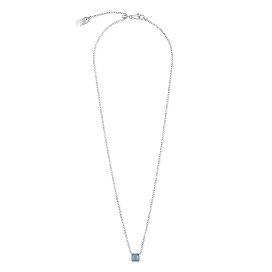 Birthstone March Necklace Blue Aventurine Silver