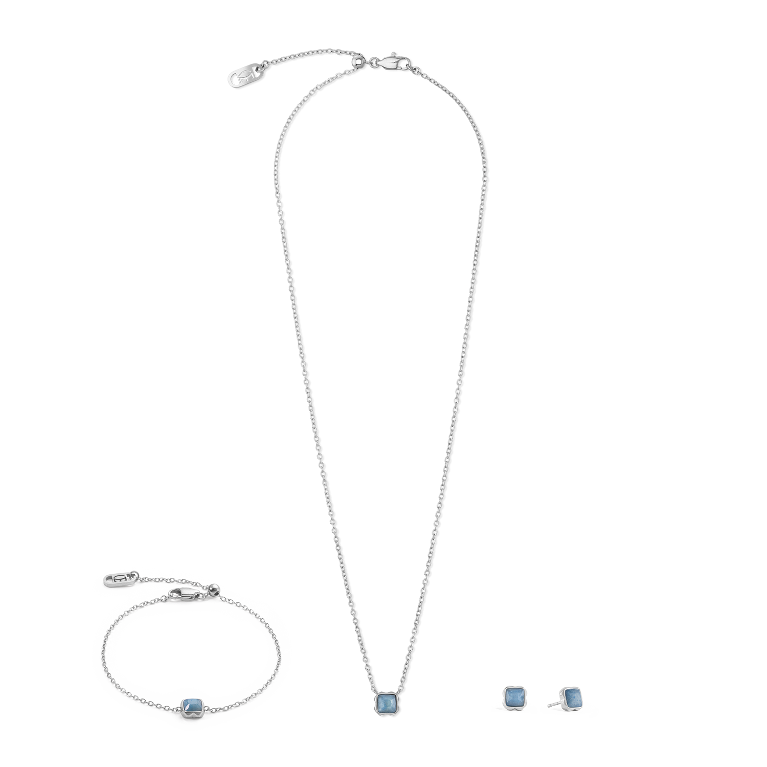 Birthstone March Necklace Blue Aventurine Silver
