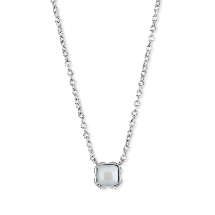Birthstone April Necklace White Quartz Silver