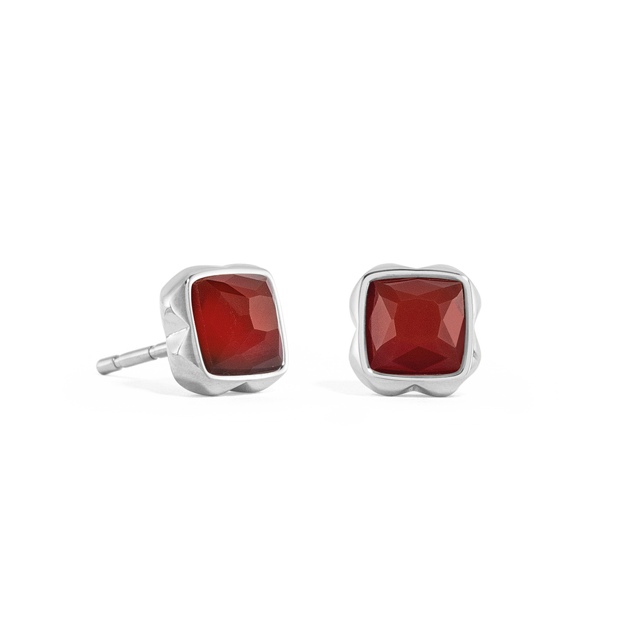 Birthstone January Earrings Red Agate Silver