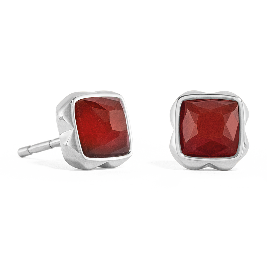 Birthstone January Earrings Red Agate Silver