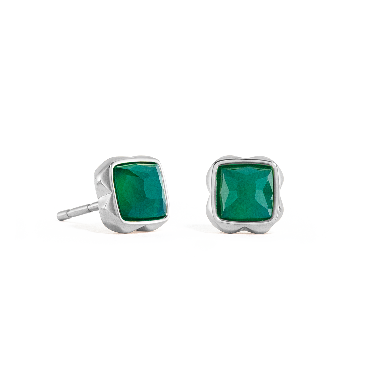 Birthstone May Earrings Green Agate Silver