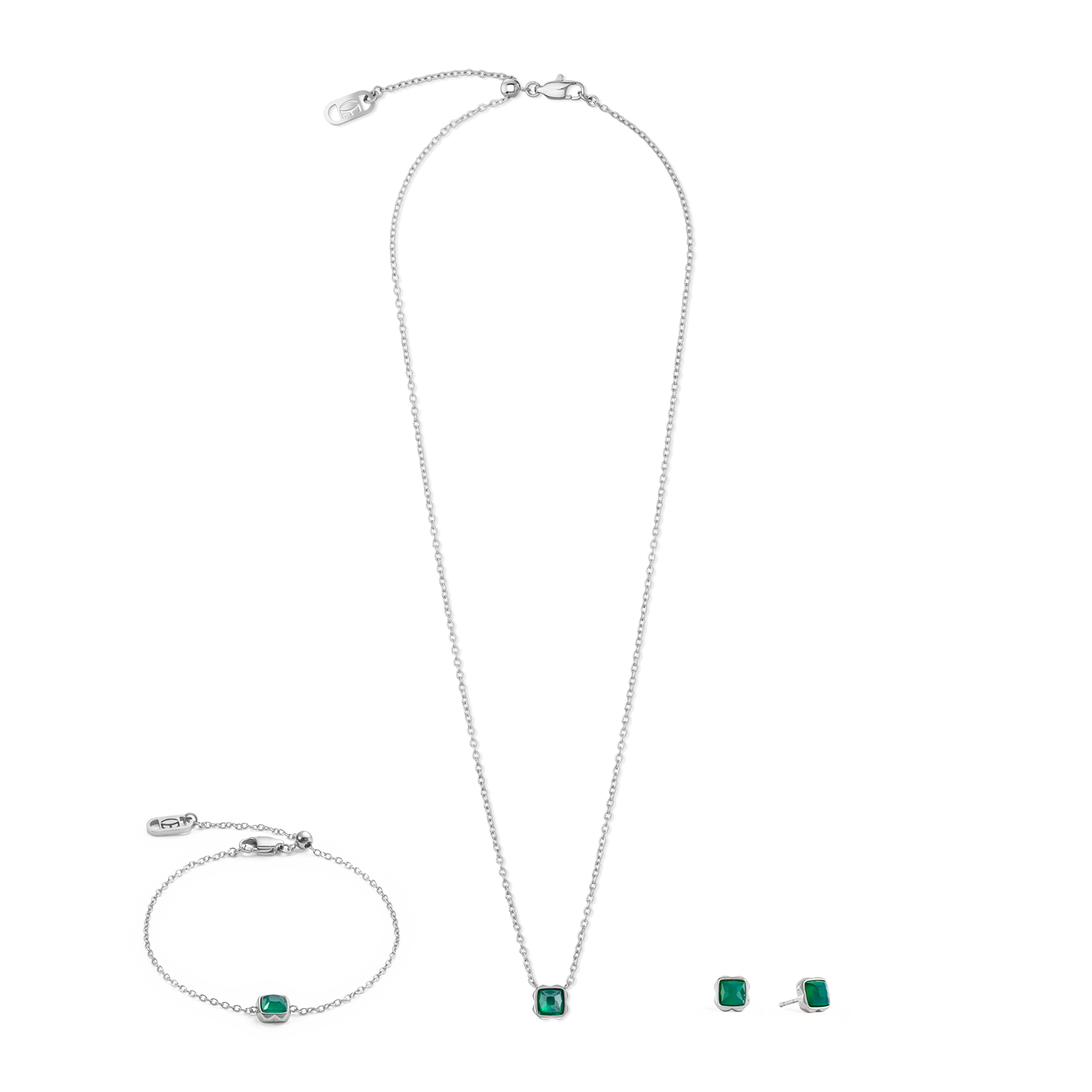 Birthstone May Earrings Green Agate Silver
