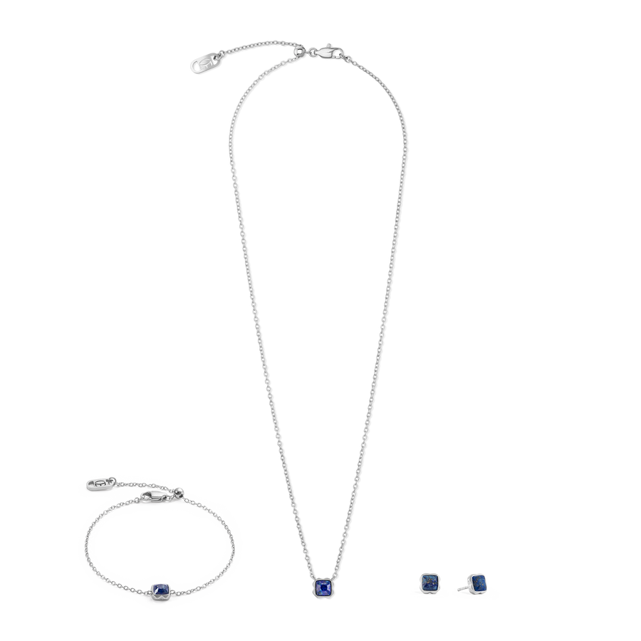 Birthstone September Earrings Lapis Lazuli Silver