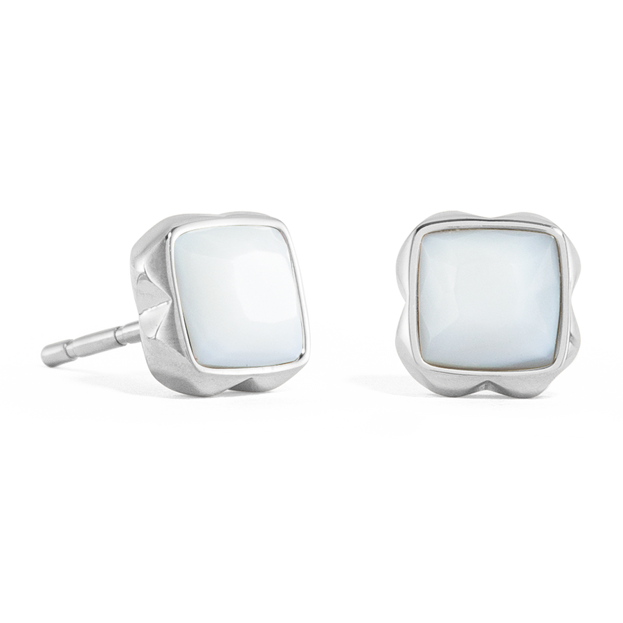 Birthstone April Earrings White Quartz Silver