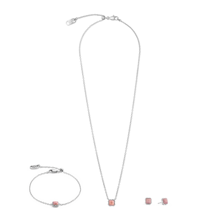 Birthstone July Earrings Rhodochrosite Silver