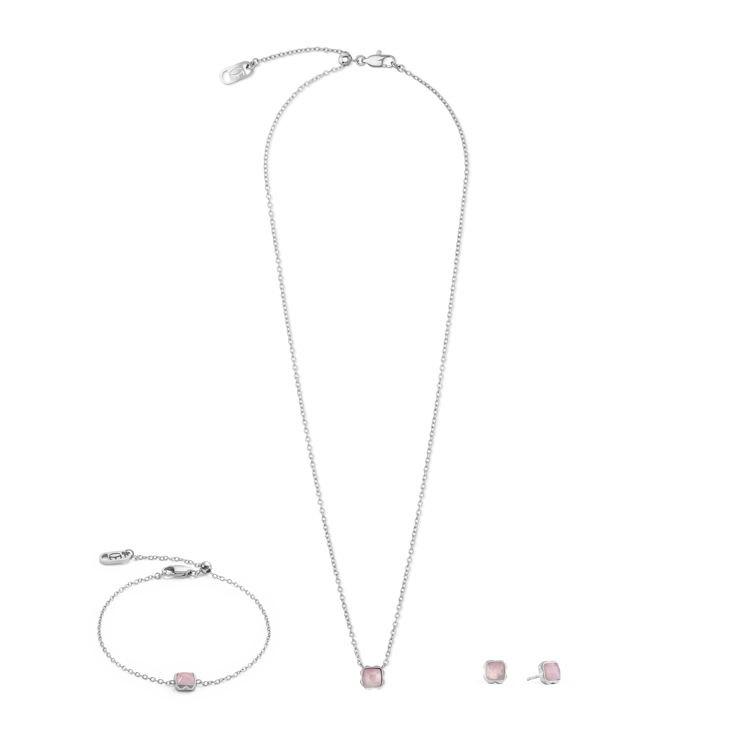 Birthstone October Earrings Rose Quartz Silver