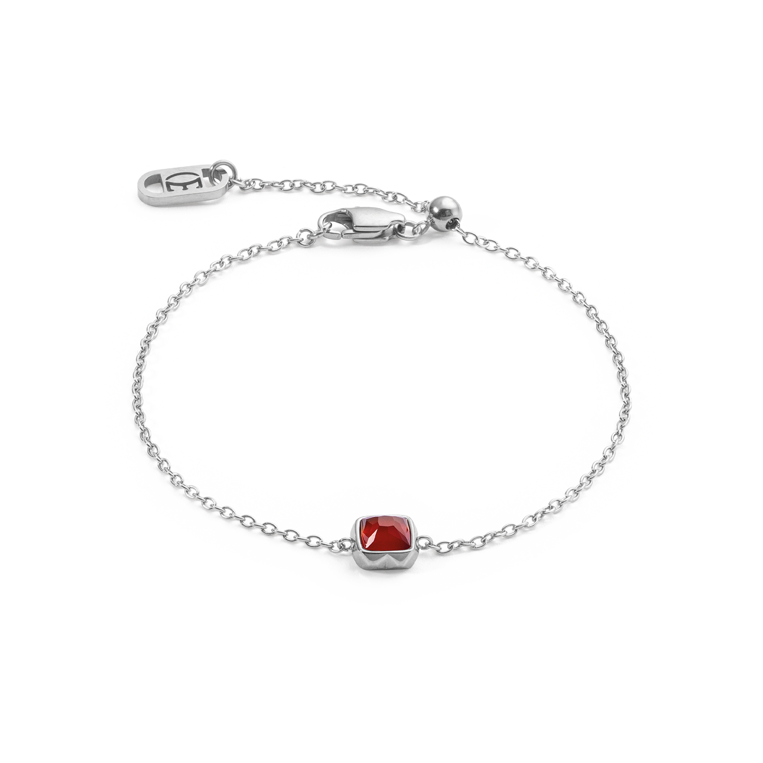 Birthstone January Bracelet Red Agate Silver