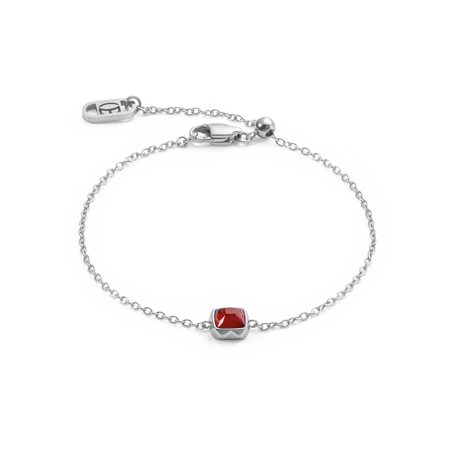 Birthstone January Bracelet Red Agate Silver