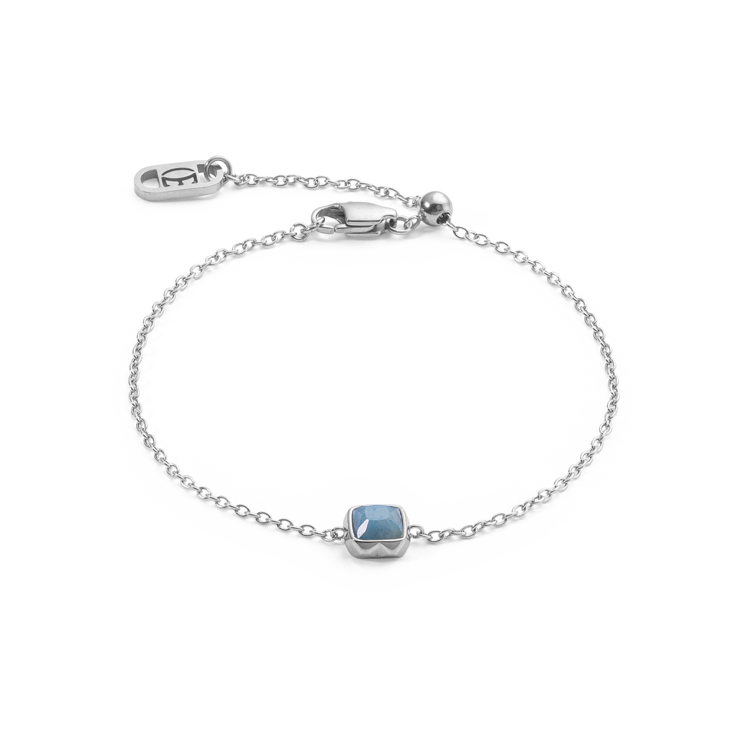 Birthstone March Bracelet Blue Aventurine Silver