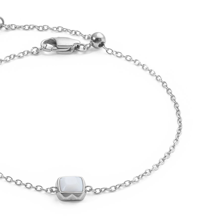 Birthstone April Bracelet White Quartz Silver