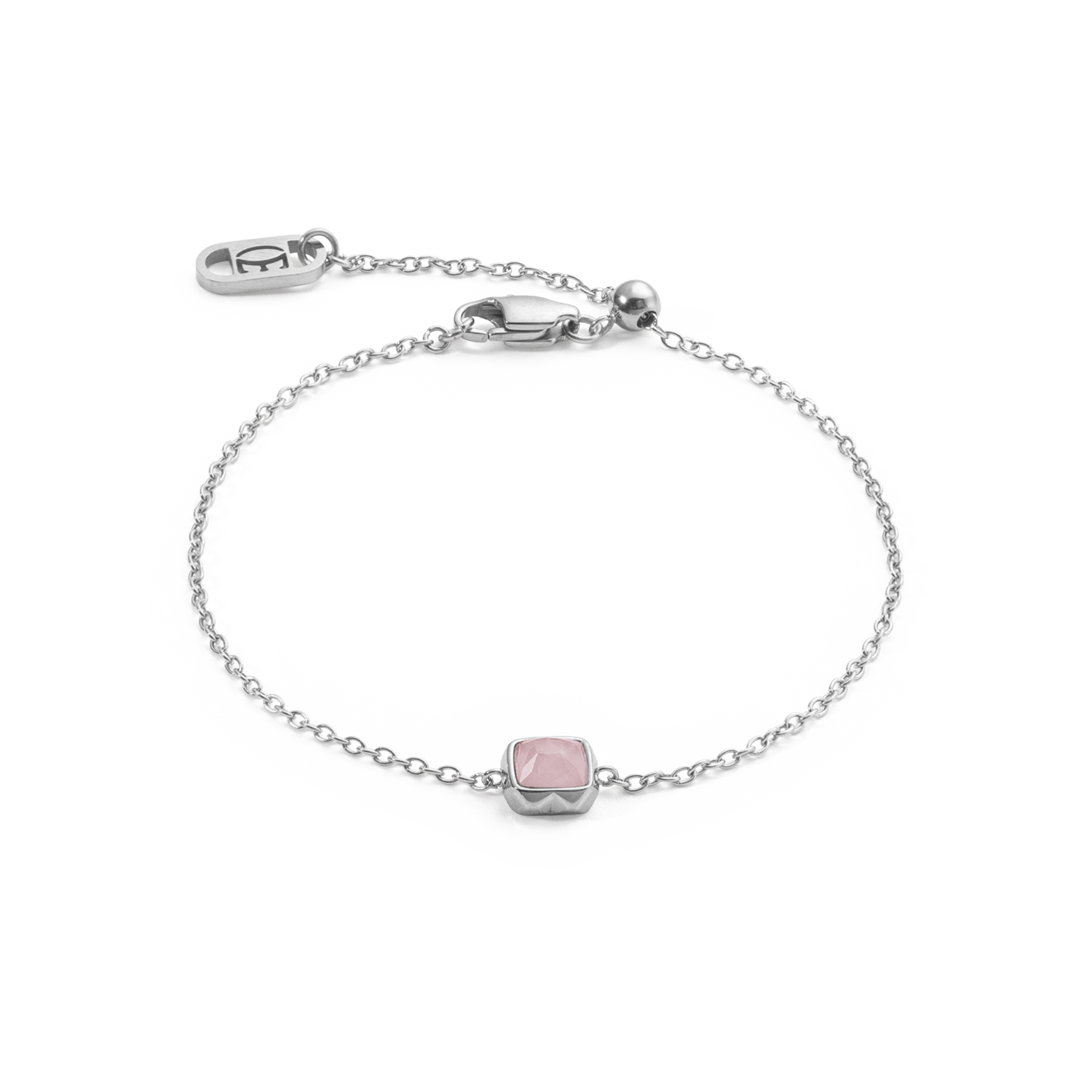 Birthstone October Bracelet Rose Quartz Silver