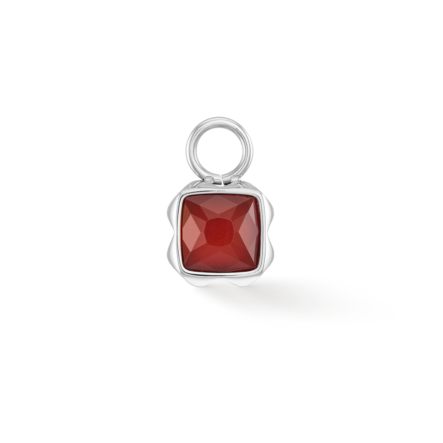 Birthstone January Charm Red Agate Silver
